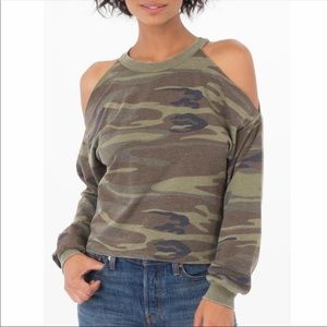 NWT Z Supply Cropped Camo Cold Shoulder Pullover